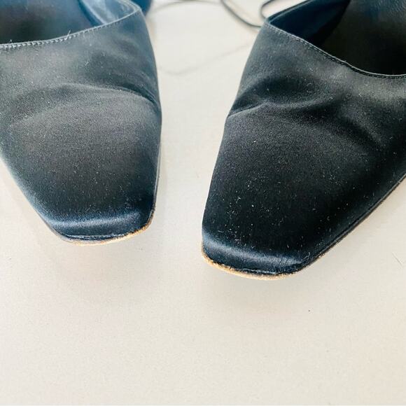 JIMMY CHOO Classic Black Pointy Toe Open Fur Pom Tie Wrap Heeled Mules Shoes 36 - Picture 4 of 16